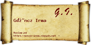 Göncz Irma névjegykártya