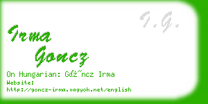 irma goncz business card